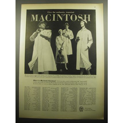 1957 Macintosh Coats Ad - Give the authentic, imported Macintosh