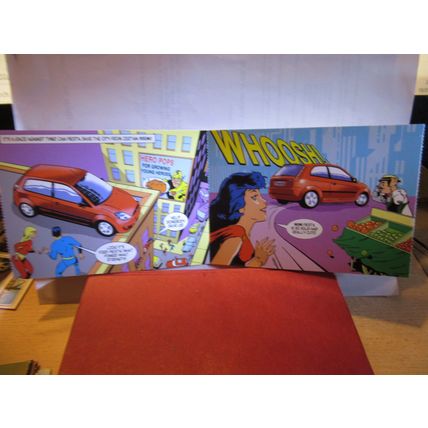 STRIP OF 5 FORD FIESTA 'FANTASY' unused postcards Fiesta Flame CAR #