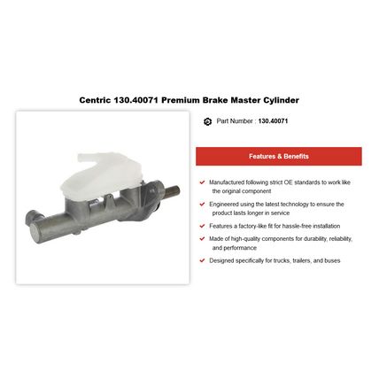 NEW! Centric Brake Master Cylinder-Premium 130.40071 for 2007 - 2011 Honda CR-V