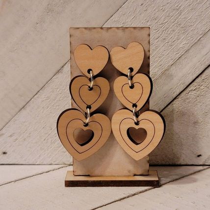 Wood Heart Earrings