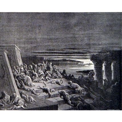 PLAGUE OF DARKNESS 1885 Gustave Doré - Adolphe Pannemaker ANTIQUE ENGRAVING