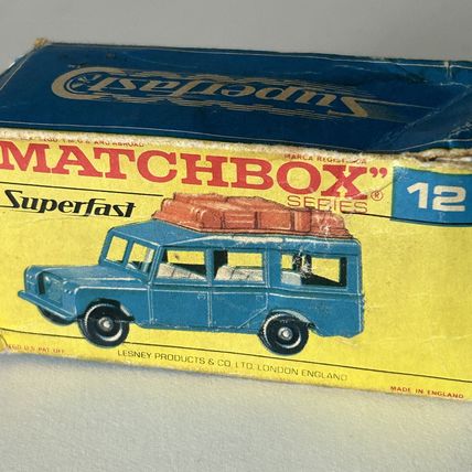RARE Gold MATCHBOX LESNEY SUPERFAST No 12 Safari Land Rover original box GC READ