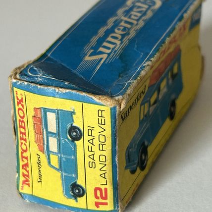RARE Gold MATCHBOX LESNEY SUPERFAST No 12 Safari Land Rover original box GC READ