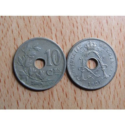 Belgium 1921 10 Centime Belgie (Dutch - Flemish Text) Coin