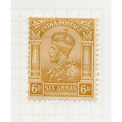 INDIA 1911 K5 SIX ANNAS 6a BROWN-OCHRE SHADE SG178 178 SG MM