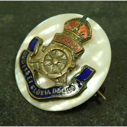 Antique WW1 Royal Artillery British Military MOP & Enamel Sweetheart Brooch