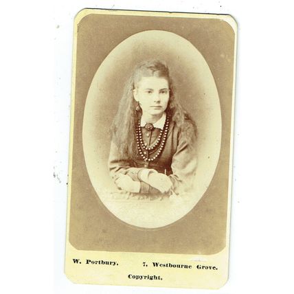 Victorian cdv photo girl jet necklace Westbourne Grove photographer