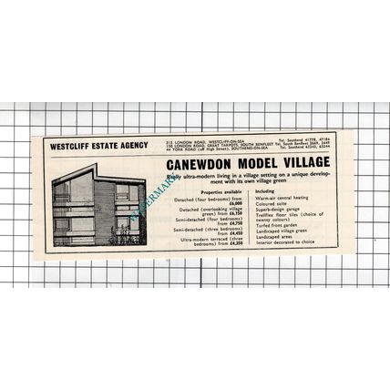 Canewdon Model Village Essex Sale Advert - 1964 Cutting