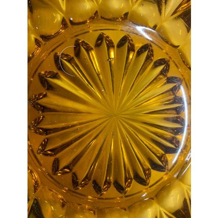RARE* VINTAGE GOTHIC AMBER GLASS SUNBURST 29.5cm WIDE 1.3kg LARGE BOWL (P8) AB