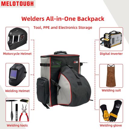 MELOTOUGH Welding Tool Backpack for Tools and Helmet Extreme Gear Pack with Helm