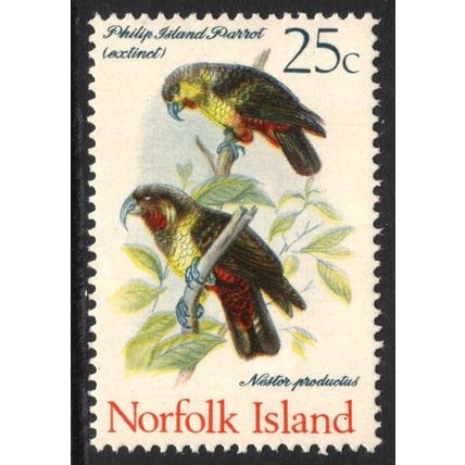 NORFOLK ISLAND 1970: BIRDS - 25c PHILIP ISLAND PARROT MH (G12)