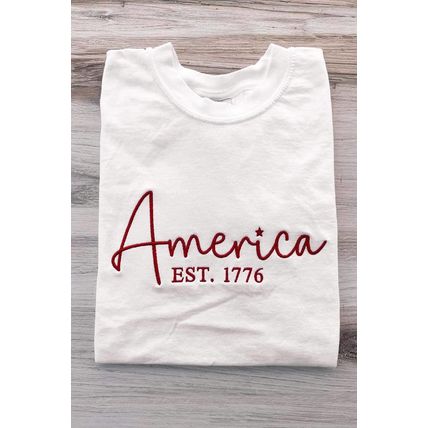 White America EST.1776 Embroidered Graphic Tee
