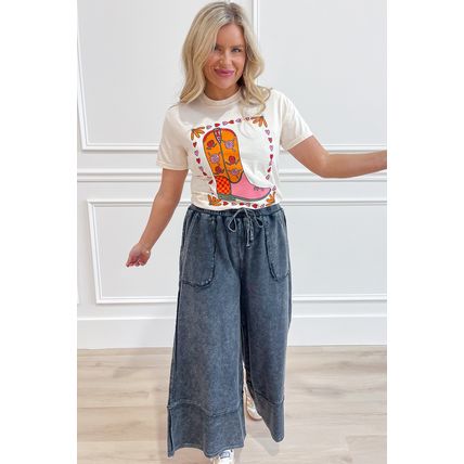 White Floral Cowgirl Boots Printed Casual T Shirt