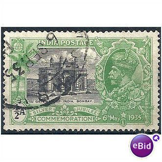 India 1935 SG240 1/2a Black & Yellow-Green SJ Fine Used