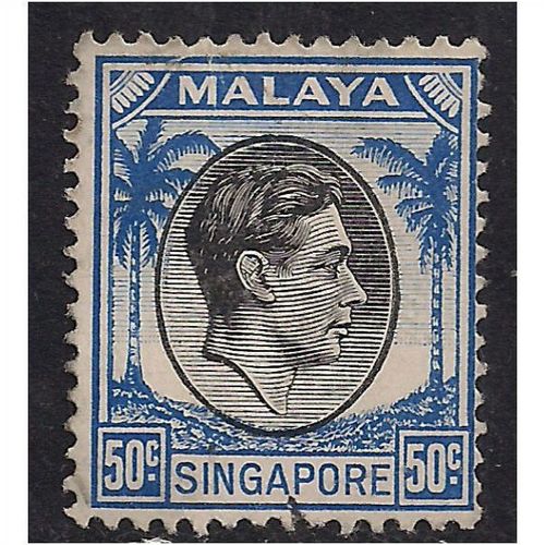 SINGAPORE 1950 KGV1 50ct Blue & Black SG 27.(E52 )