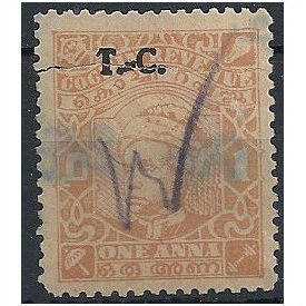 Travancore-Cochin 1950 SG9 1a Orange FILLER - Tear ...