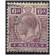 Malta 1914 SG80 6d Dull & Bright Purple Fine Used .. .