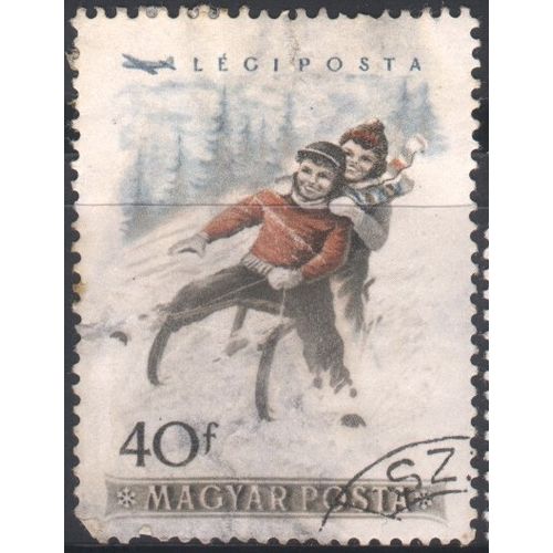 Hungary 1955 - SG1398 (Air) - 40fi brown/blue/brown - Boys on Toboggon - used