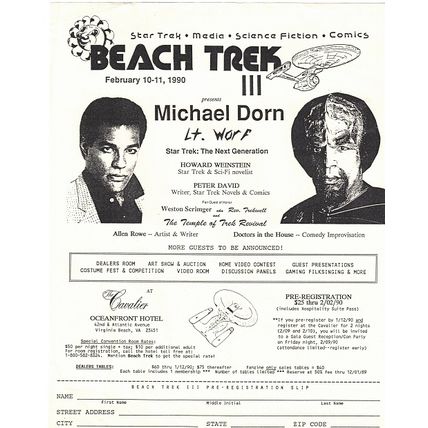 STAR TREK ' BEACH TREK III ' convention flyer 1990