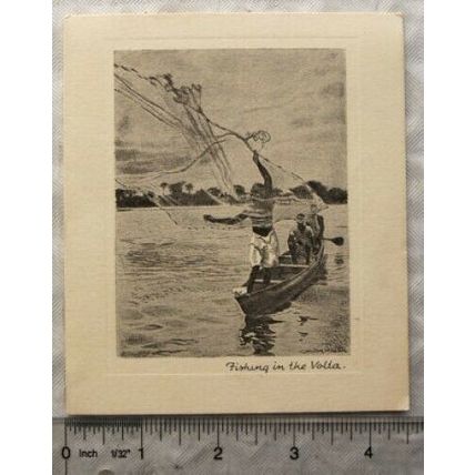 Vintage: Christmas card - Fishing in the Volta