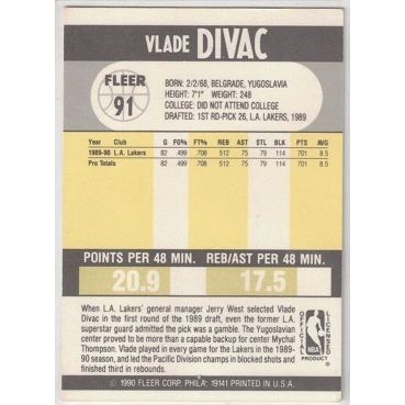 1990 FLEER BASKETBALL VLADE DIVAC card # 91
