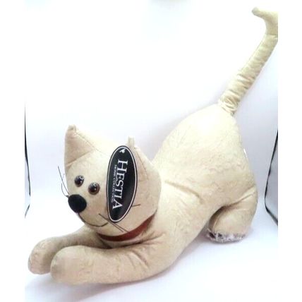 Beige Cat Doorstop Doorstop with Brown Bow Gift Home Decor Decoration 21 CM Pet