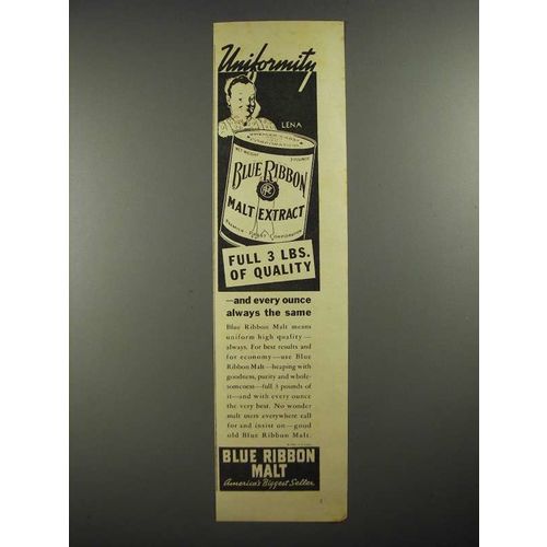 1937 Pabst Blue Ribbon Malt Ad - Uniformity