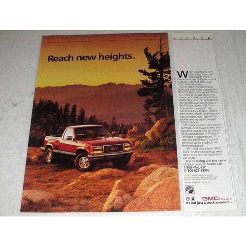 1989 GMC Sierra Pickup Truck Ad - Reach New Heights