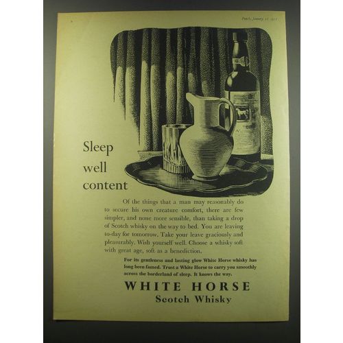 1957 White Horse Scotch Ad - Sleep well content