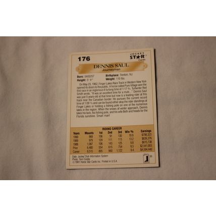 Dennis Saul 1991 Jockey Star NO. 176
