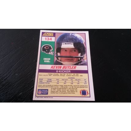 1990 Score Football Card # 134A Kevin Butler Excellent-Mint (6) Chicago Bears