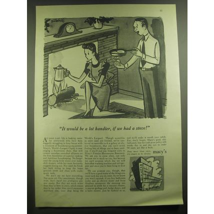 1946 Macy's Department Store Ad - It would be a lot handier, if we had a stove