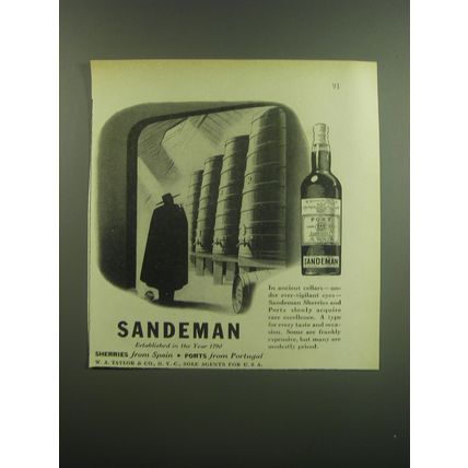 1948 Sandeman Sherries and Ports Advertisement - Sandeman Established in the Yea
