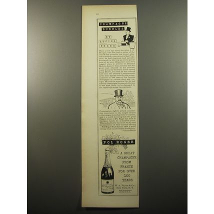 1950 Pol Roger Champagne Ad - Champagne bubbles