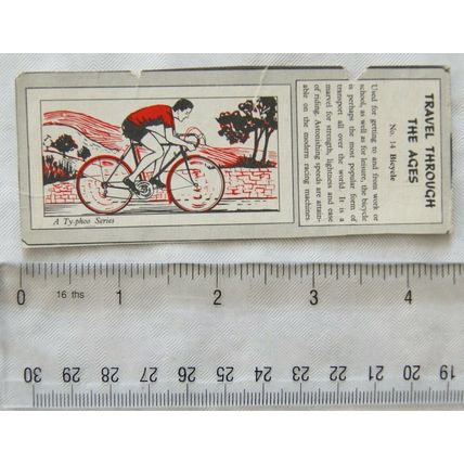 1962 Typhoo Travel through the Ages package card No. 14 Bicycle