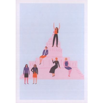 Washington USA Pink Wave Racial Election Of Womens Rights Postcard
