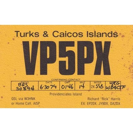 Turks & Caicos Islands The Bahamas 1970s QSL Radio Card