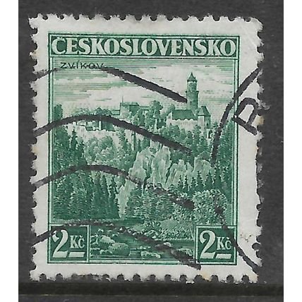 CZECHOSLOVAKIA 1936 LANDSCAPES 2K GREEN ZVIKOV CASTLE SG 356 FINE USED