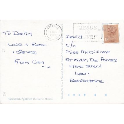 6x4 Continental size printed postcard High Street Nantwich Cheshire