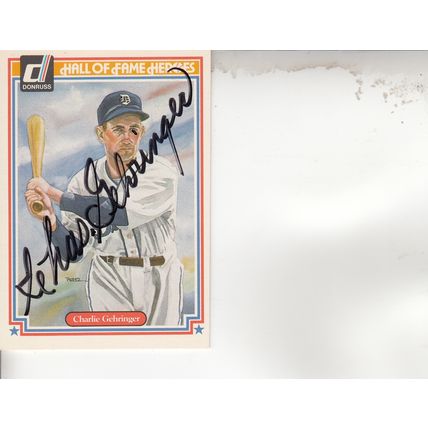 CHARLIE GEHRINGER 1983 AUTOGRAPHED DETROIT TIGERS HALL OF FAME WORLD CHAMPION 2B