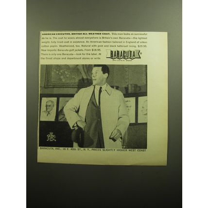 1958 Baracuta All-Weather Coat Ad - American Executive, British All-Weather Coat