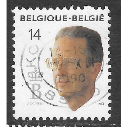 BELGIUM BELGIQUE BELGIE 1990 BAUDOUIN KING 60th BIRTHDAY 14F USED DATED COPY