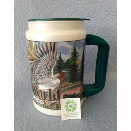 OUTDOOR WORLD SPRINGFIELD MISSOURI PLASTIC TRAVEL COFFEE MUG BASS PRO SHOPS
