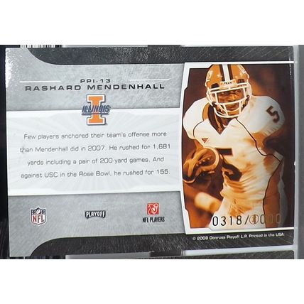 2008 Prestige RASHAD MENDENHALL (Steelers) Prestigious Picks RC #PPI-13 318/1000