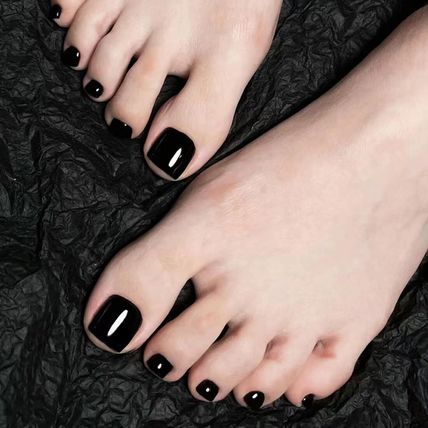 Black False Toe Nails Full Cover Press on 20 100 Toenails set fake artificial