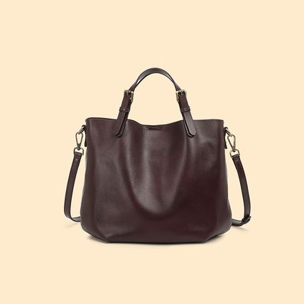 Genuine Leather Women Top Handle Shoulder Purses and Handbags Brown