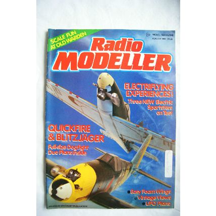 1987 Radio Modeller Magazine - August + plans of Quickfire & Blitzjager Fighters