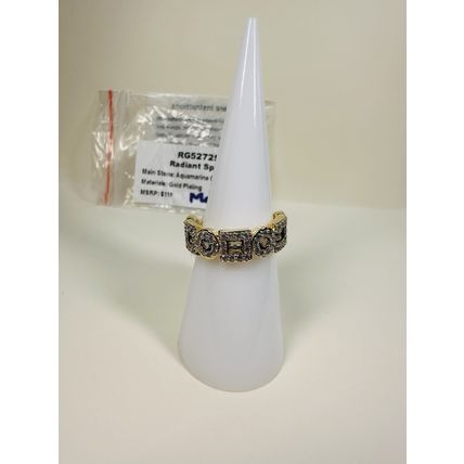 NIB Bomb Party Sz6 Revealed BP Ring RG52725 Radiant Spirit Aquamarine CZ Gold Pl
