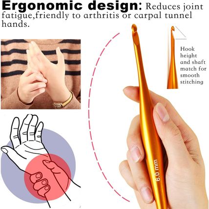Svartur Crochet Hooks Ergonomic, 9Pcs Hand-Polished Aluminum Crochet Needles (3.