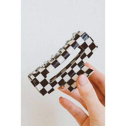 Black Checkered Print Hollow Out Hair Clip